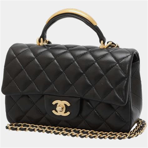 chanel flap bag with top handle purse blog|Chanel lambskin medium flap bag.